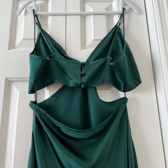 Reformation Poppies Silk Cutout Maxi Dress Forest Green NEW with tags - Picture 4 of 9